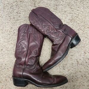 Dan Post Men's US 10 D Leather Cowboy Boots Black Cherry